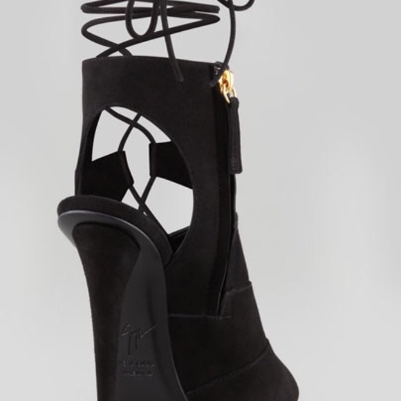 Giuseppe Zanotti Suede Side-Lace Ankle-Tie Sandal - Picture 1 of 8